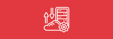 Icon of cloud network on red background